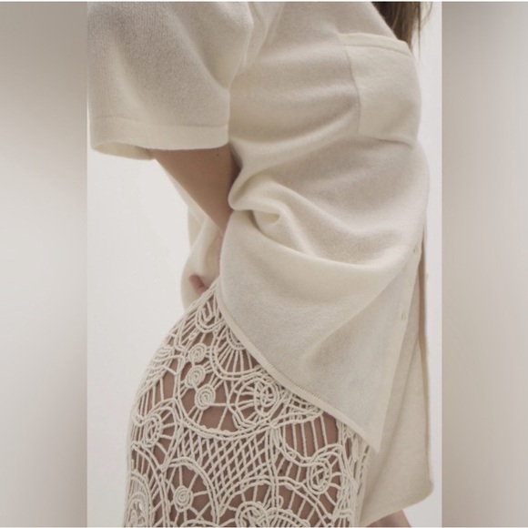 NEW NakedCashmere Ecru Rue Button-Up Cashmere Top Cream White Shirt - Picture 4 of 14